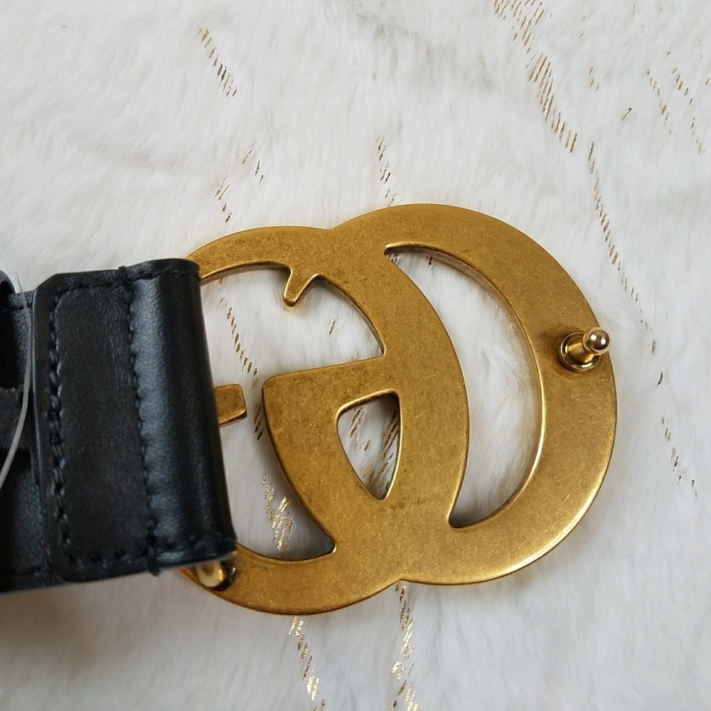 AUTHENTIC GUCCI MARMONT BLACK LEATHER BRASS BUCKLE - Picture 5 of 10